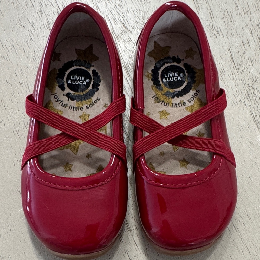 Livie & Luca Glossy Red Dress Shoes for Kids